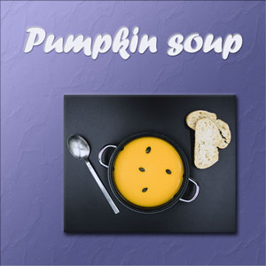 Template mit dem Text Pumpkin soup mit Foto davon
