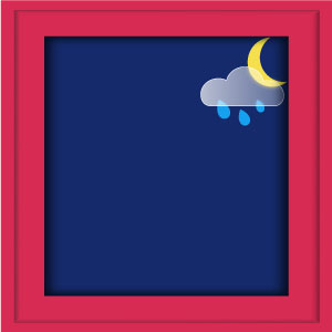 Template mit Wettersymbol für die Nacht, Mond, wolke, regen