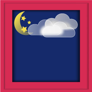 Template mit Wettersymbol für die Nacht, Mond, wolke, sterne