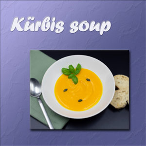 Template mit dem Text kürbis soup mit Foto davon