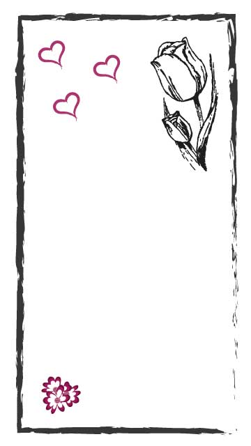 Rahmen mit Tulpe und Herzchen