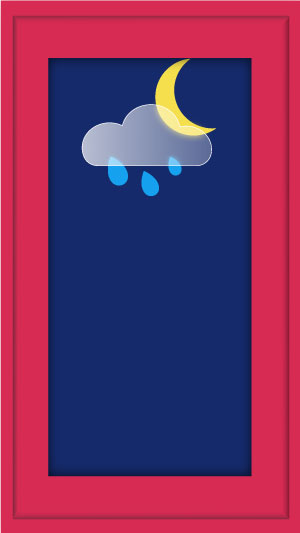 Template Wettersymbol. Mond, Wolke und Regen