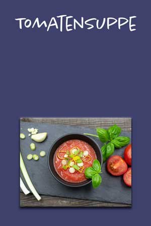 Template mit Foto von Tomatensuppe
