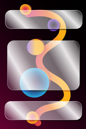 abstraktes Template mit leuchtenden Formen und leeren Textfeldern