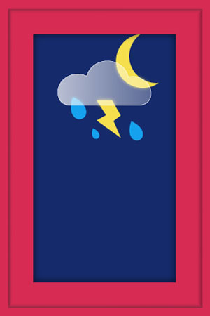 Template mit Wettersymbol für die Nacht, Mond, wolke, regen, blitz