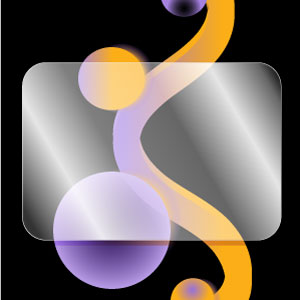 abstrakte Vorlage mit leuchtenden Formen auf schwarzem Hintergrund mit leerem Textfeld