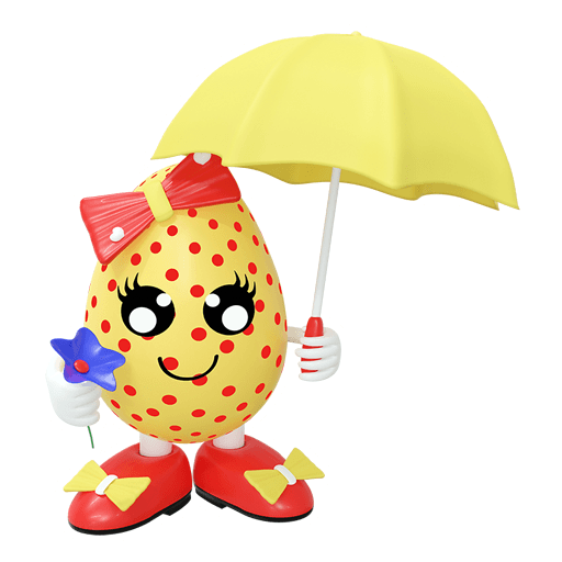 niedliches Osterei mit punkten, Blume und Sonnenschirm